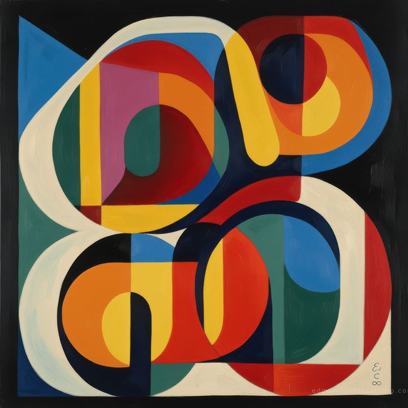 Homage to an Homage - abstract geometric art - featuring cadmium red and ultramarine blue - evoking buoyant tension by Edmund Dantes Studio