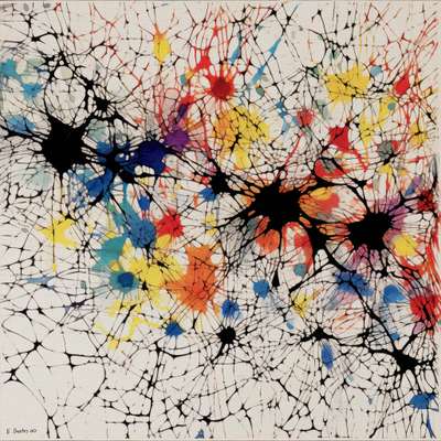 Reuptake - abstract biomorphic art - featuring ivory and lamp black - evoking charged calm by Edmund Dantes Studio