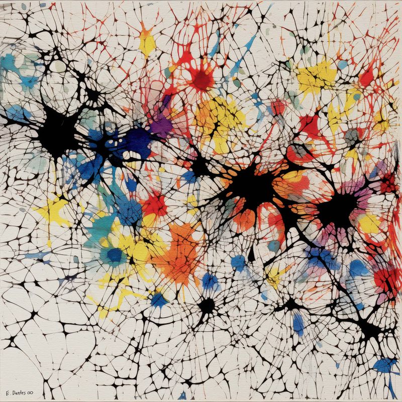 Reuptake - abstract biomorphic art - featuring ivory and lamp black - evoking charged calm by Edmund Dantes Studio