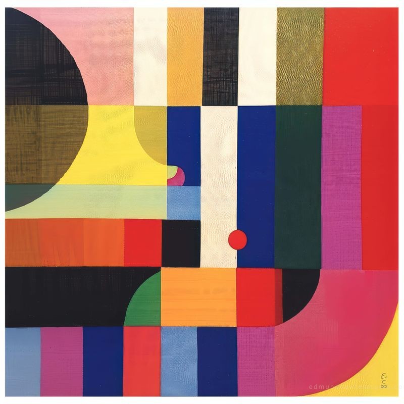 No Exit #1 - geometric abstraction hard-edge art - featuring cadmium red and cobalt blue - evoking constrained tension by Edmund Dantes Studio